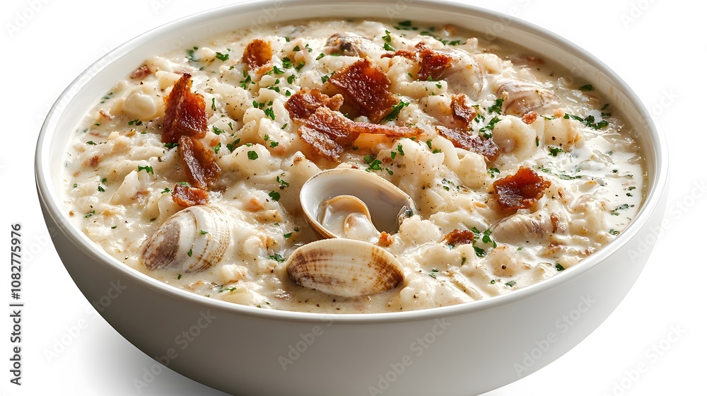 Food, Salty Dish, Clam Chowder, on White Background, Photo Realistic, Wallpaper, Cover and Screen for Smartphone, PC, Laptop, 9:16 and 16:9 Format Food, Salty Dish, Clam Chowder, on White Background, Photo Realistic, Wallpaper, Cover and Screen for Smartphone, PC, Laptop, 9:16 and 16:9 Format
