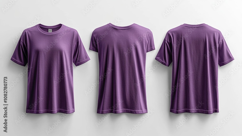 Purple T-shirt Mockup Front Side and Back Views. Generative AI Purple T-shirt Mockup Front Side and Back Views. Generative AI