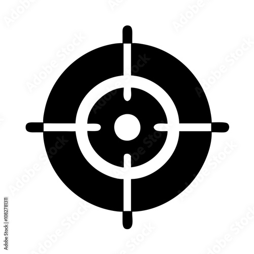 Black and white icon of a business target, representing goal setting or focus.