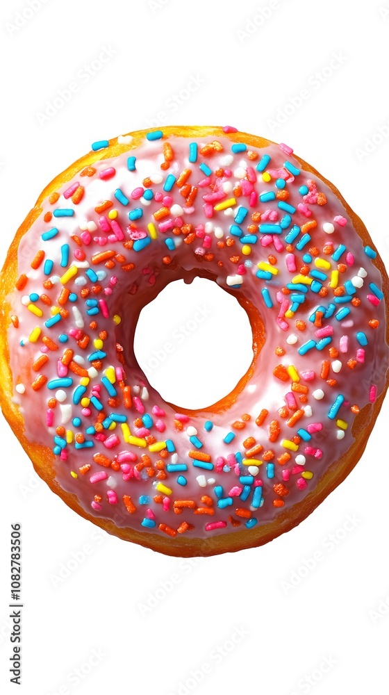 Fototapeta premium Food, Sweet Dish, Classic Glazed Donut, on White Background, Photo Realistic, Wallpaper, Cover and Screen for Smartphone, PC, Laptop, 9:16 and 16:9 Format