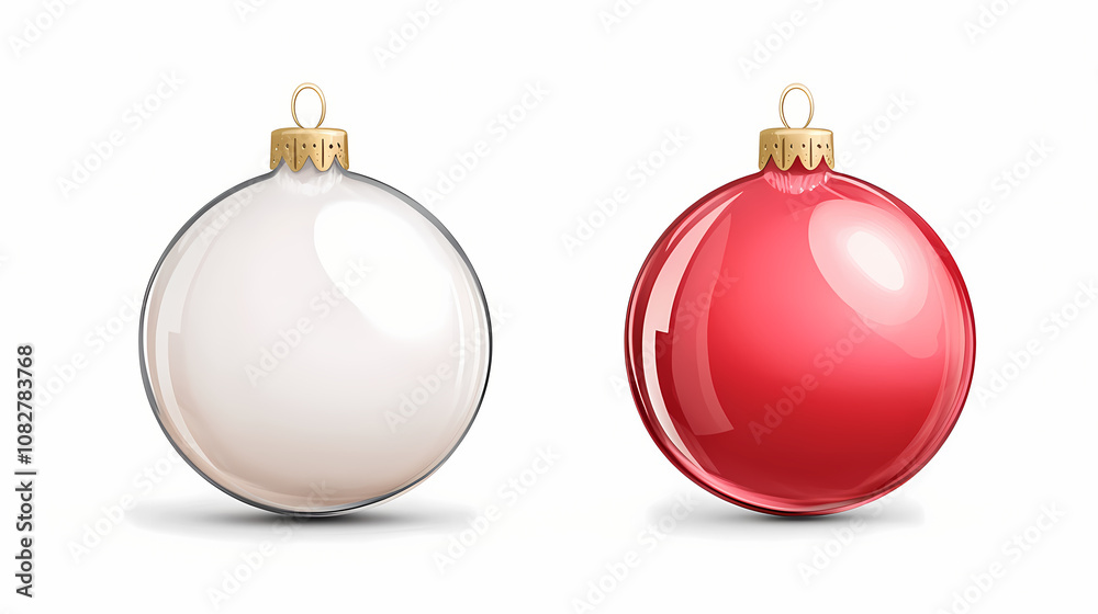 Isolated mock up of a blank glass christmas ball for a tree. Ornamented. Illustration Isolated mock up of a blank glass christmas ball for a tree. Ornamented. Illustration