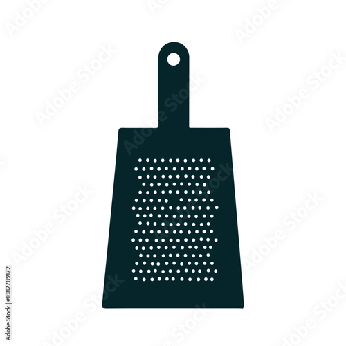 Gray hand drawing outline flat vector illustration of one grater isolated on a white background