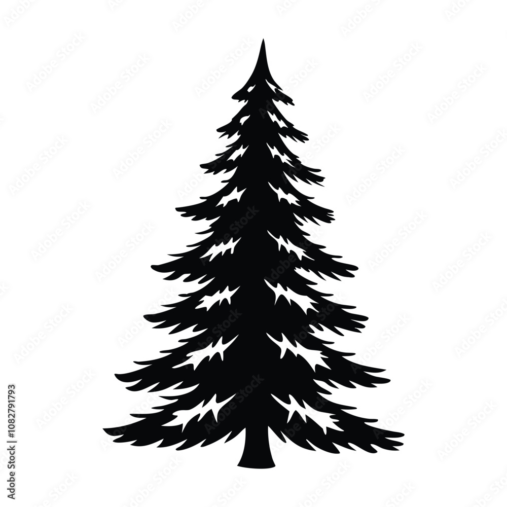 Obraz premium Christmas tree vector illustration Beautifully decorated christmas tree on white background