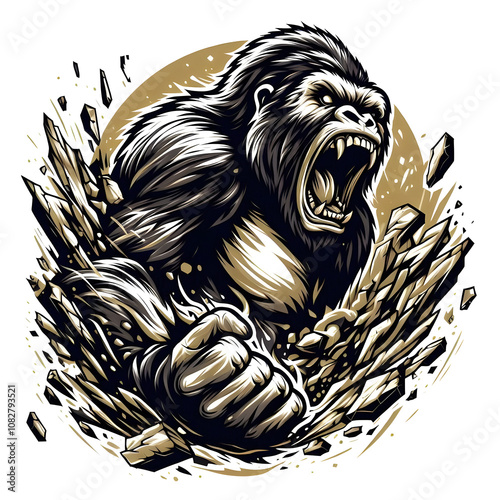 Angry Kingkong Head Tribal Tattoo Vector Illustration
