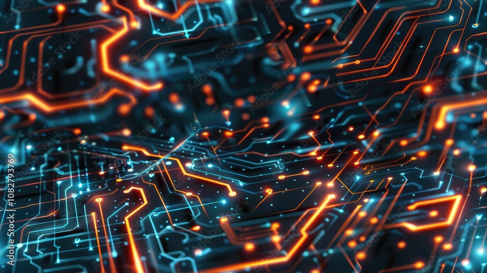 Technological circuit design with glowing nodes Technological circuit design with glowing nodes
