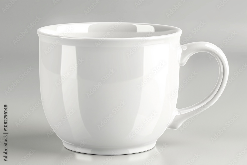 White cup of coffee without pattern on modern white background White cup of coffee without pattern on modern white background