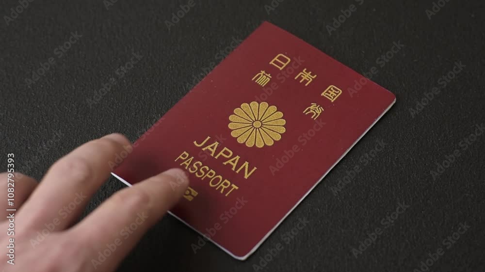 International passport of a citizen of Japan on a dark concrete background, international travel International passport of a citizen of Japan on a dark concrete background, international travel