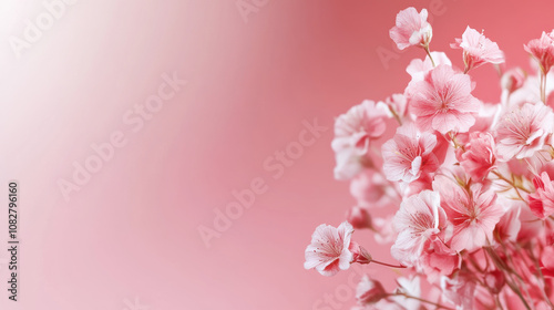 Wallpaper Mural Delicate pink flowers bloom against soft pink background, creating serene and calming atmosphere. gentle hues evoke feelings of tranquility and beauty Torontodigital.ca
