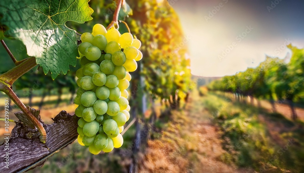 Naklejka premium Sweet grape vines in the vineyard