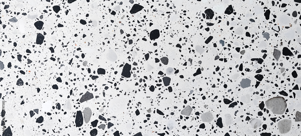 Obraz premium Terrazzo background with white, gray, and black colors