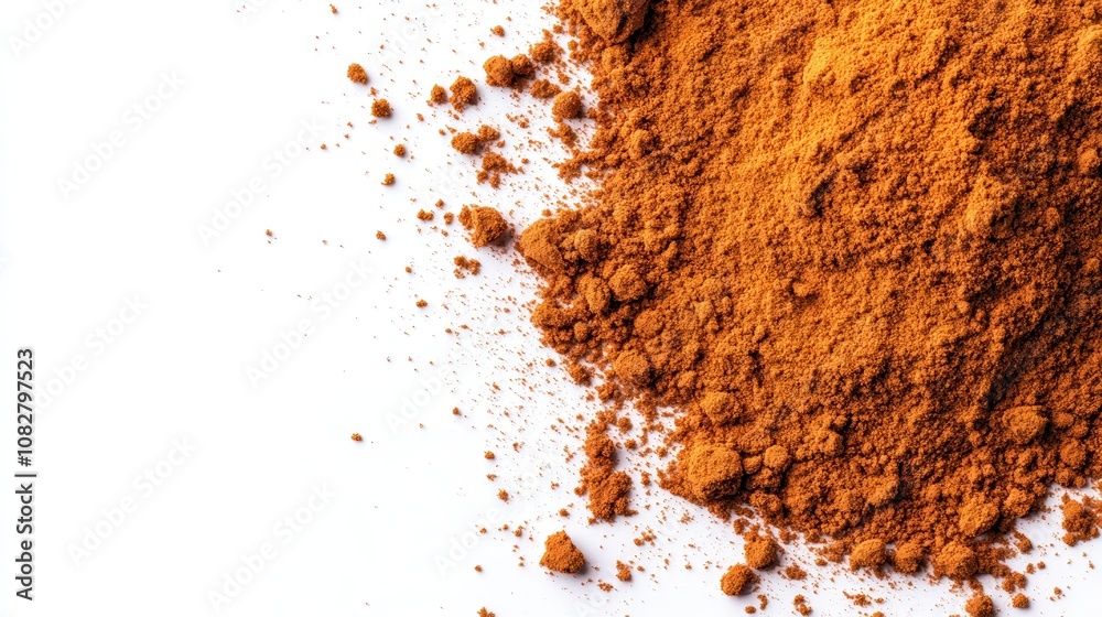 Dynamic Burst of Brown Powder on White Background Dynamic Burst of Brown Powder on White Background