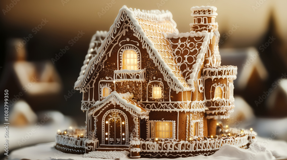 An ornamented gingerbread home. generative ai. Ornamented. Illustration An ornamented gingerbread home. generative ai. Ornamented. Illustration