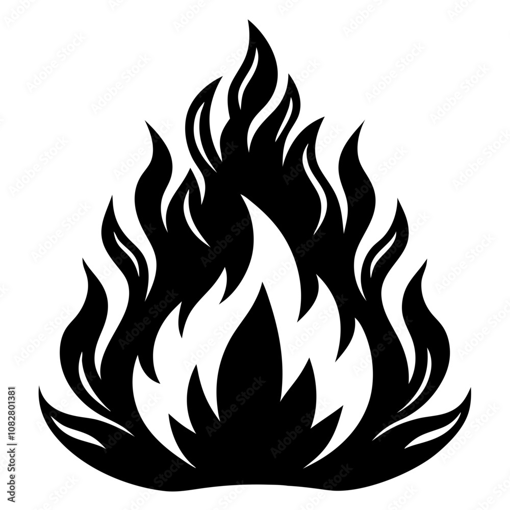 Fire flame icon isolated on white, silhouette fire flames, flame vector icon, illustration of fire flame Fire flame icon isolated on white, silhouette fire flames, flame vector icon, illustration of fire flame