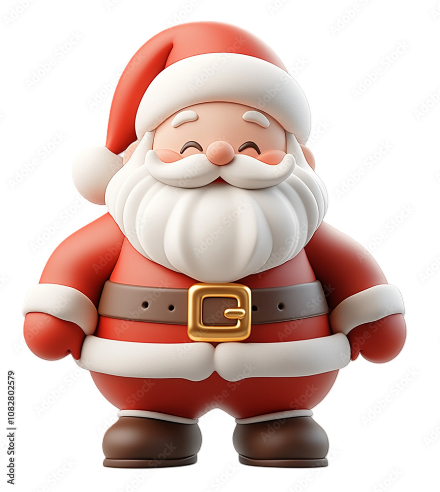 Adorable 3D cartoon-style Santa Claus character smiling and gesturing happily, perfect for Christmas and holiday-themed designs.