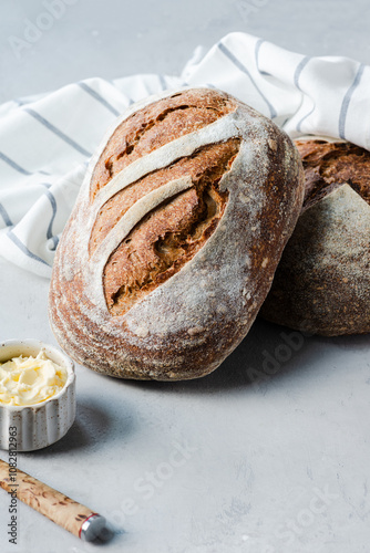 Loaves of sourdough bread