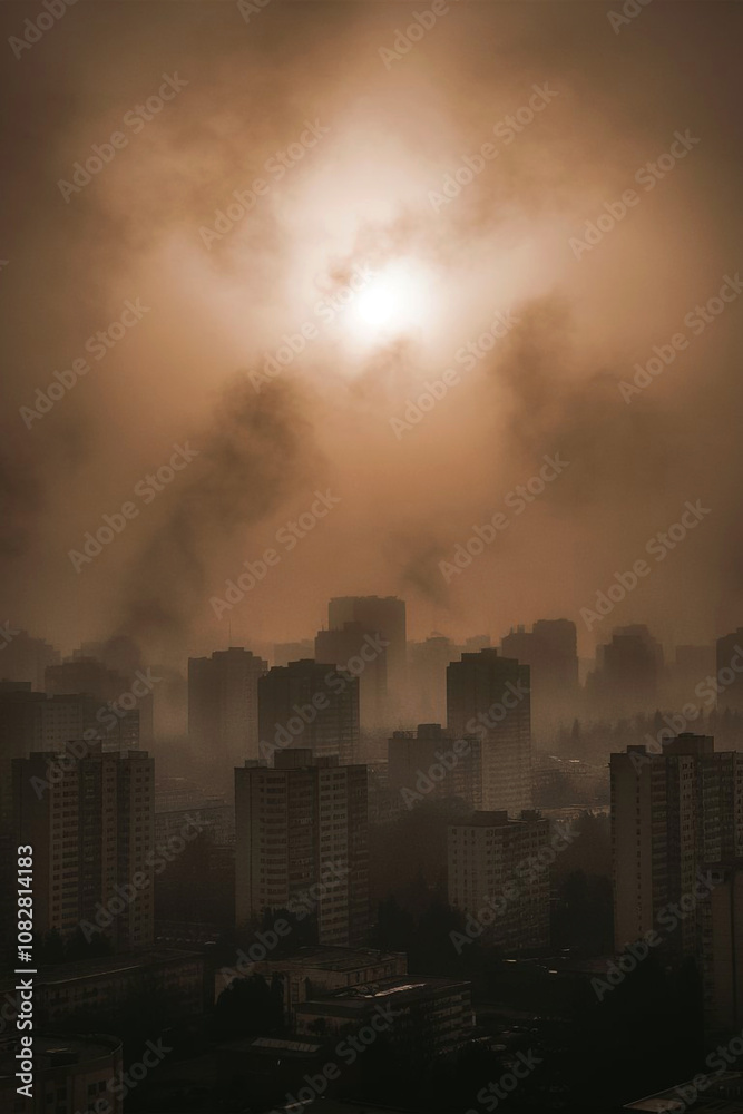 A cinematic skyline bathed in morning fog where muted light reveals towering structures and faint greenery in serene sepia tones of tranquility. A cinematic skyline bathed in morning fog where muted light reveals towering structures and faint greenery in serene sepia tones of tranquility.