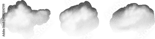 Set of  a black dots with a sandy texture. An abstract, grainy background featuring a noisy gradient pattern.