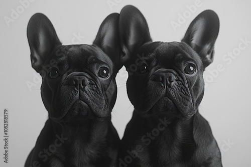 Adorable Duo: Two Black French Bulldogs photo