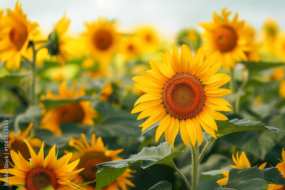 A field of sunflowers. A field of sunflowers.