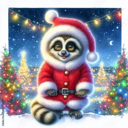 niedliches Loris als Weihnachtsmann photo