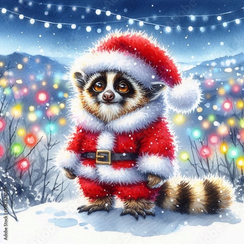 niedliches Loris als Weihnachtsmann photo