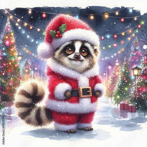 niedliches Loris als Weihnachtsmann photo