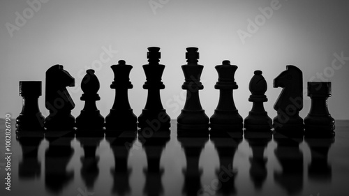 Chess pieces strategically placed on the chessboard symbolize power, vulnerability, and tactical brilliance. The viewer is invited to develop their own associations and create personal interpretations photo