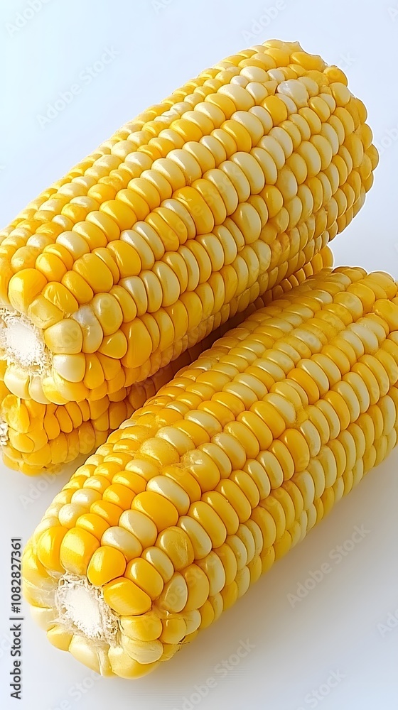 Food, Cooked Corn on the Cob, on White Background, Photo Realistic, Wallpaper, Cover and Screen for Smartphone, PC, Laptop, 9:16 and 16:9 Format Food, Cooked Corn on the Cob, on White Background, Photo Realistic, Wallpaper, Cover and Screen for Smartphone, PC, Laptop, 9:16 and 16:9 Format