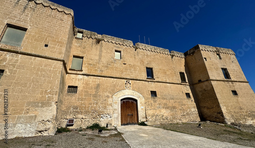 Facade of the Stella Caracciolo Castle of Palagianello, Taranto, Puglia, Italy