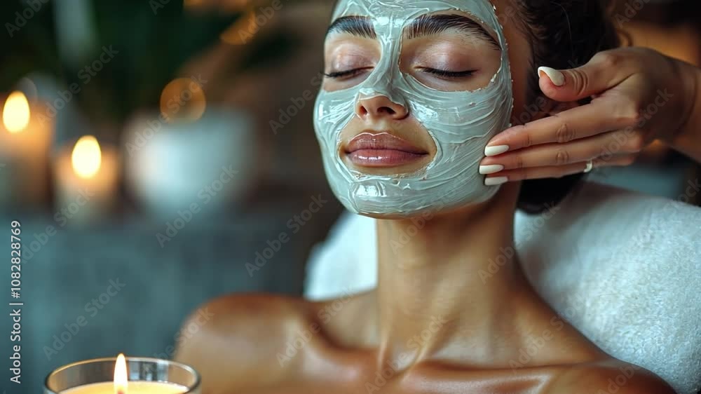 Relaxing spa treatment with facial mask at a serene wellness center during the evening Relaxing spa treatment with facial mask at a serene wellness center during the evening