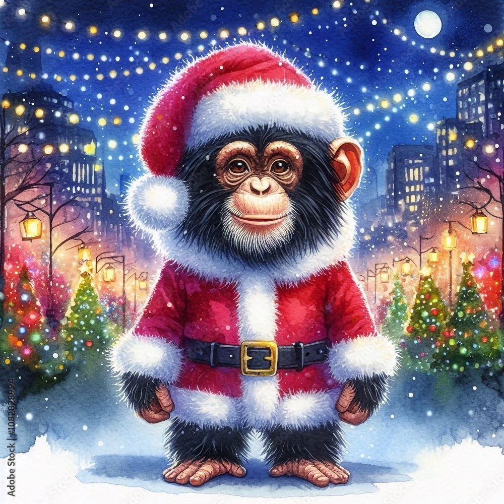 Schimpanse als Weihnachtsmann Schimpanse als Weihnachtsmann