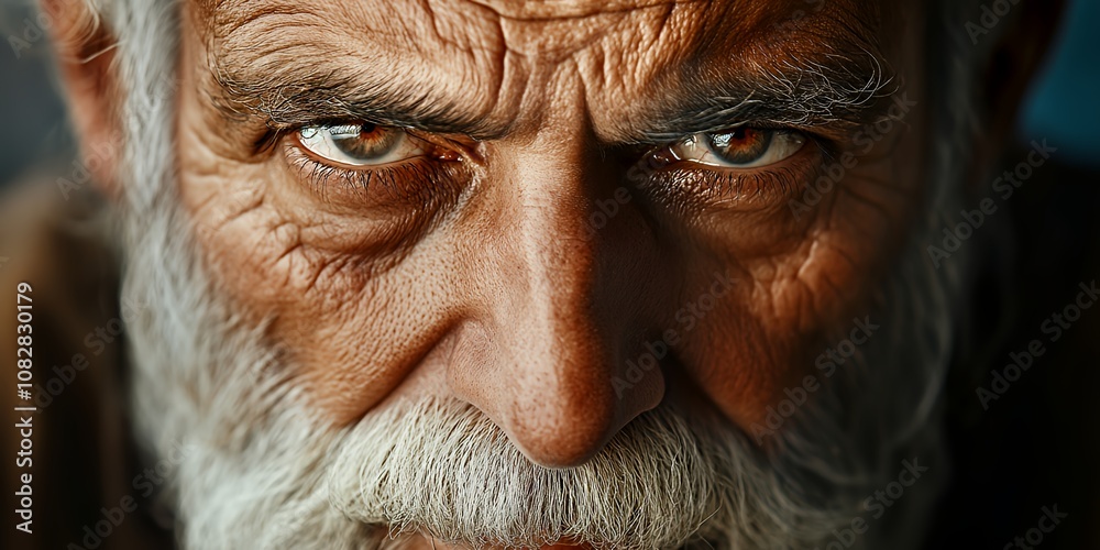 A Close-Up View of an Elderly Man With Striking Facial Features and Deep-Set Eyes, Showcasing Wisdom and Experience in His Expression, Highlighting the Beauty of Age A Close-Up View of an Elderly Man With Striking Facial Features and Deep-Set Eyes, Showcasing Wisdom and Experience in His Expression, Highlighting the Beauty of Age