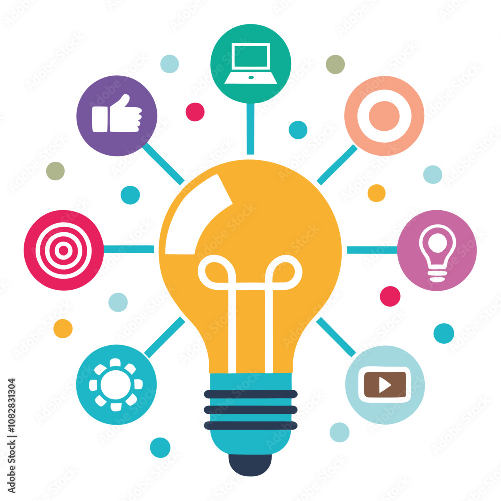 Creative Light Bulb Icon Design Representing Connectivity and Innovation Creative Light Bulb Icon Design Representing Connectivity and Innovation