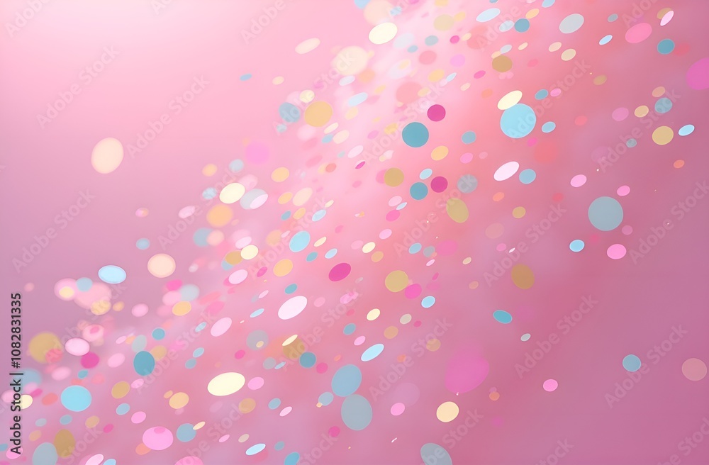 Abstract pink background with bokeh lights and confetti. Abstract pink background with bokeh lights and confetti.
