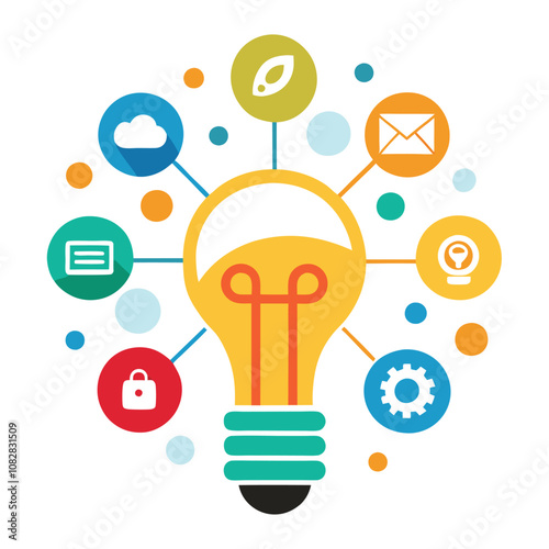 Creative Light Bulb Icon Design Representing Connectivity and Innovation