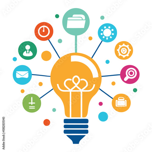 Creative Light Bulb Icon Design Representing Connectivity and Innovation