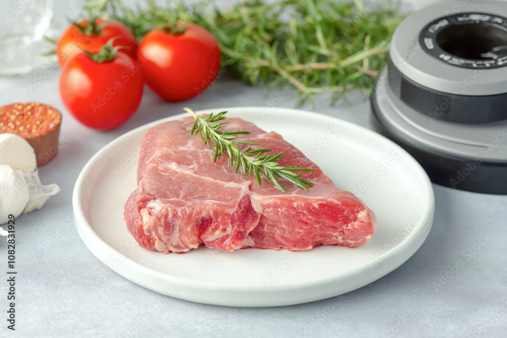 Lab where food scientists are developing new plant-based meat alternatives, using advanced technology and equipment Lab where food scientists are developing new plant-based meat alternatives, using advanced technology and equipment