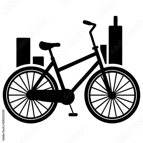 Bike sharing infrastructure silhouette vector illustration