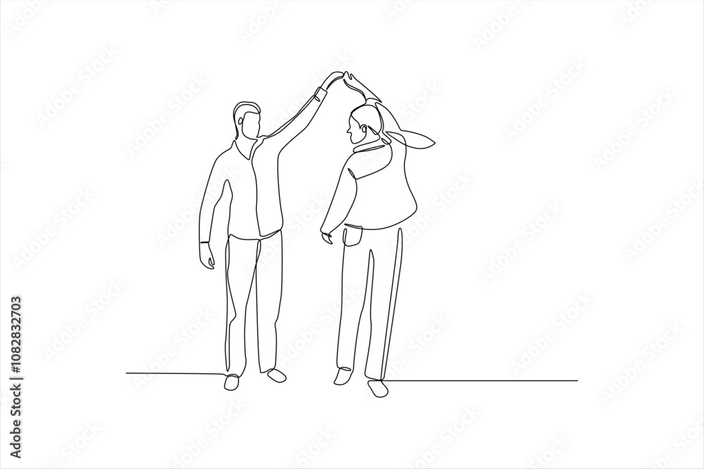 A minimalist line drawing of a couple dancing, expressing joy and connection. A minimalist line drawing of a couple dancing, expressing joy and connection.