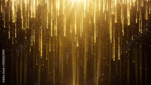 Fireworks forming golden shiny Happy New Year 2025 lettering animation. Christmas celebration concept. Animated text with sparkling effects. Greeting inscription