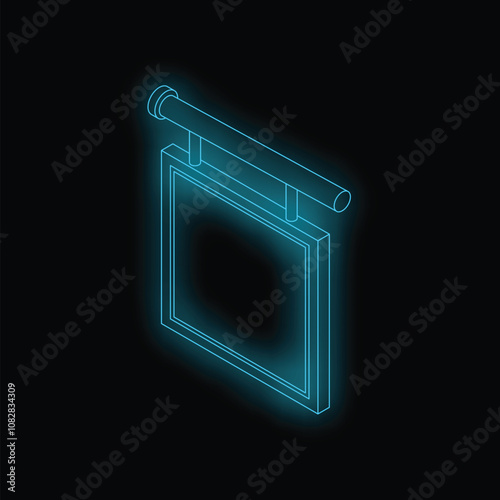 Blank neon sign hanging and glowing on a black background, perfect for your shop, bar or restaurant