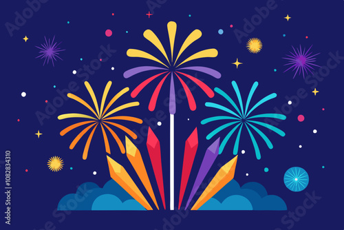 new year wishes fireworks vector