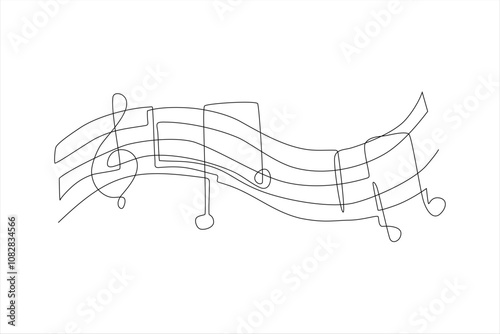 A minimalist line drawing of musical notes and staves, representing the concept of music.