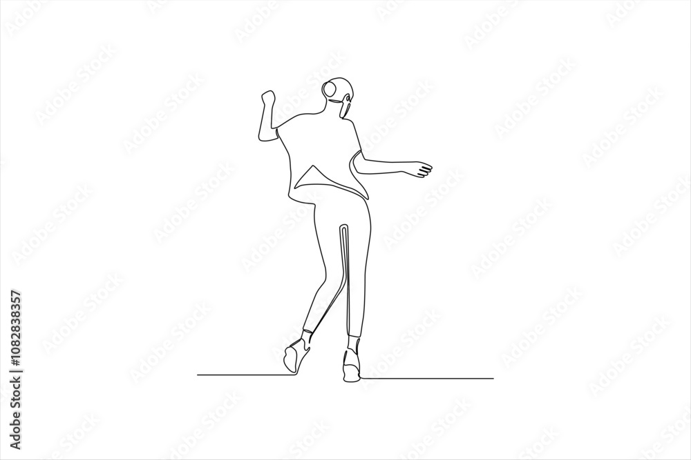 A minimalist line drawing of a person dancing, conveying movement and joy. A minimalist line drawing of a person dancing, conveying movement and joy.