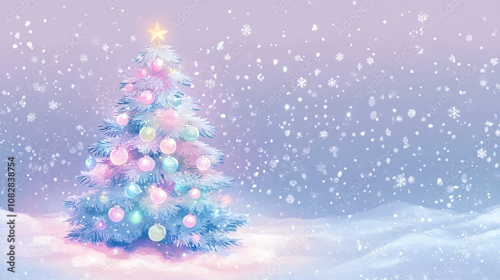 Dreamy Christmas Scene with Falling Snow Dreamy Christmas Scene with Falling Snow