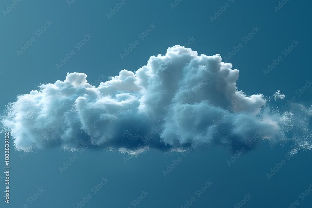 Dreamy White Fluffy Cloud Against a Clear Blue Sky for Tranquil Design Projects Dreamy White Fluffy Cloud Against a Clear Blue Sky for Tranquil Design Projects