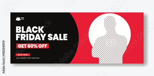 Editable Horizontal banner template for black Friday fashion sale web banner ads, social media cover, header designation