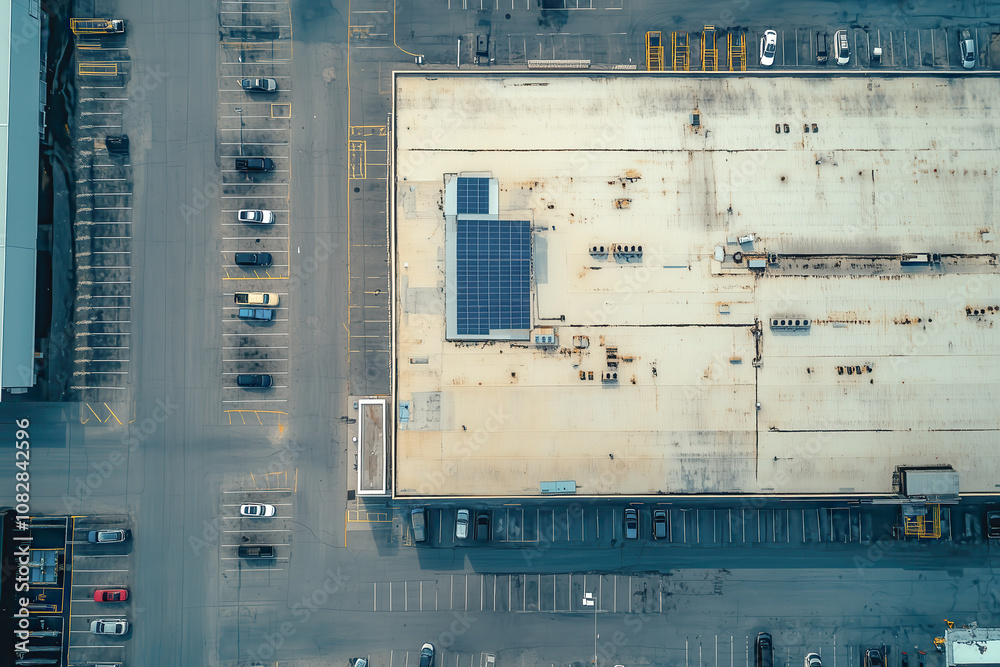 White goods factory with solar panels on the roof, emphasizing its commitment to renewable energy White goods factory with solar panels on the roof, emphasizing its commitment to renewable energy