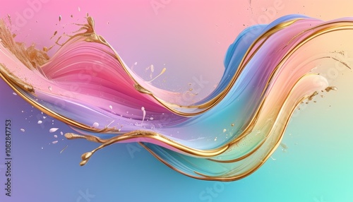 Abstract Background Gradient pastel splash Amagedon with golden line. 