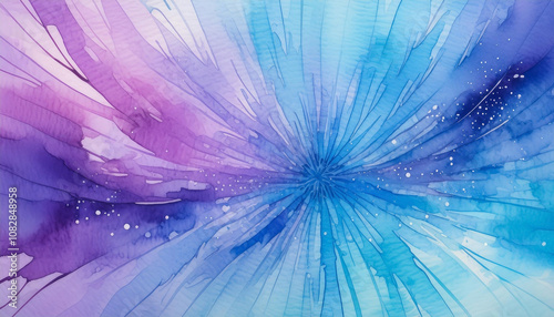Vibrant Blue and Purple Watercolor Splash Burst in Abstract Art